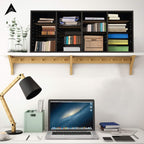 AdirOffice Wooden Adjustable Literature Organizer, 24 Compartment Office Mailbox, or Classroom Literature Organizer, Black