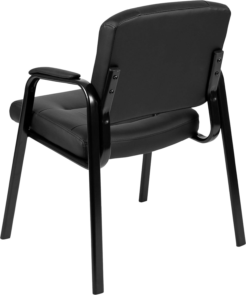 Flash Fundamentals Black LeatherSoft Executive Reception Chair with Black Met...