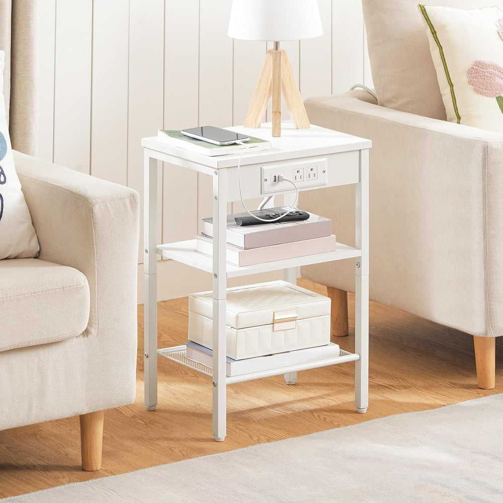 HOOBRO Side Table with Charging Station and USB Port, Small End Table for Sma...