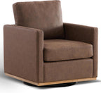 Aoiy & Wifon 30.7" W Swivel Accent Chair, Mid Century Modern Swivel Chair for Living Room, Comfy Small Accent Chair, PU Leather, Coffee