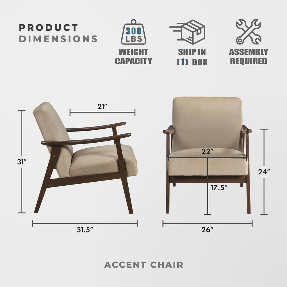 Lexicon Mid Century Modern Chair Velvet Accent Chair for Living Room Chair w/...