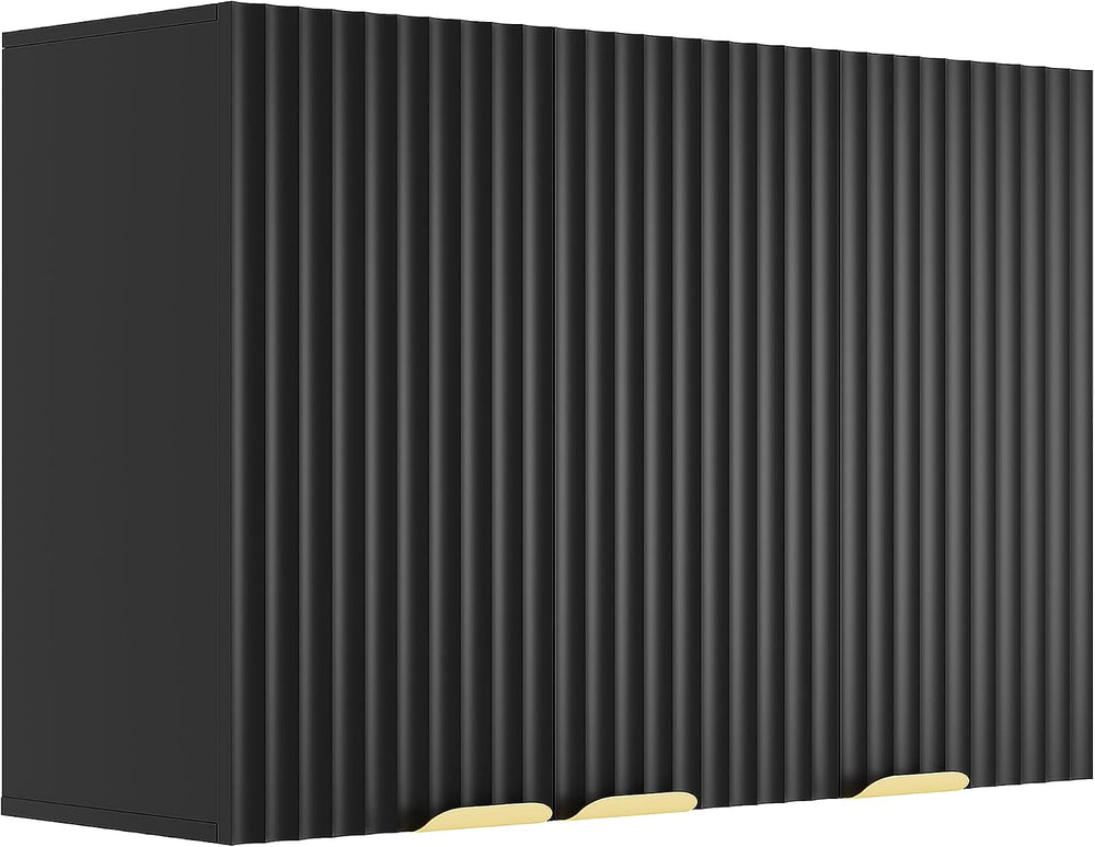 ChooChoo Bathroom Wall Cabinet, Laundry Room Cabinet with 3 Fluted Doors