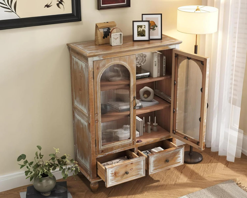 LKTART Solid Wood Storage Cabinet, Kitchen Sideboard Buffet Pantry Cabinet wi...