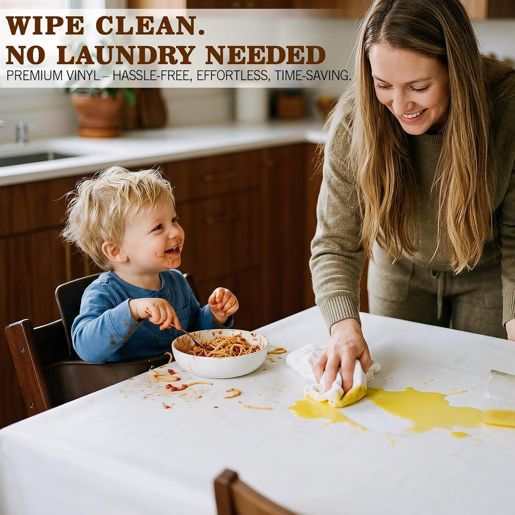 Heavy Duty Table Protector Pad with Flannel Backing for Dining Room | Waterproof Vinyl Tablecloth Easy to Clean & Trim, Scratch & Heat Resistant Table Cover, Reusable Pad 72" x 54" Rectangular