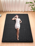 Premium Foam 3.2" Thick Japanese Futon Floor Mattress - Twin Size 39"x80" 100% High-Density Foam,Comfortable Sleeping Pad,Tatami Mat for Dorm,Bedroom or Guest Room，Boys Girls Dormitory Pads(Black)