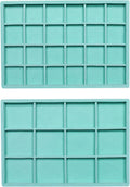 Frebeauty Stackable Velvet Jewelry Organizer Trays for Drawers Inserts Jewelry Storage Tray Display Case, Stud Earrings Bracelets Necklace Rings Accessories Trays for Women(Set of 2)(Turquoise)
