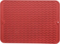 Silicone Dish Drying Mat for Multiple Usage,Easy clean,Eco-friendly,Heat-resistant Silicone Mat for Kitchen Counter or Sink,Refrigerator or drawer liner Red L 16 inches x 12 inches