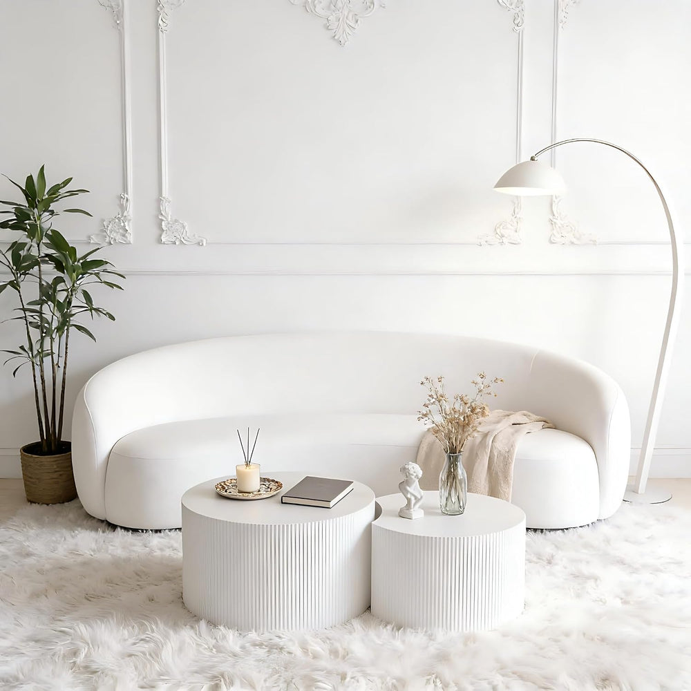 KEVINSPACE Coffee Table Set of 2 Modern, Living Room Nesting Table Round 2-Pi...
