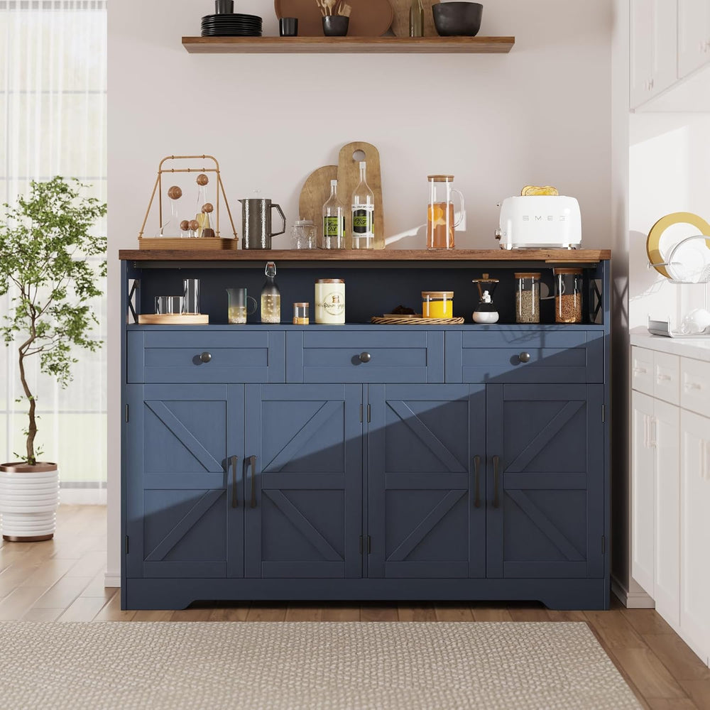 Befrases Farmhouse Buffet Cabinet with Drawers & Open Shelf, Sideboard wi...