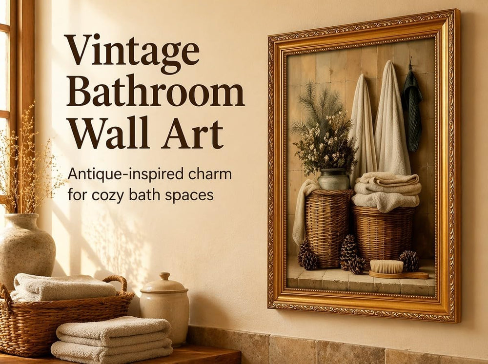 ApexBlume Vintage Farmhouse Bathroom Still Life Framed Wall Art, Antique Rust...