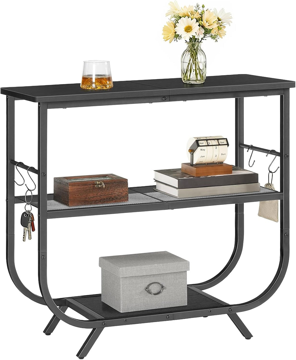 HOOBRO 3 Tier Small Console Table, 31.5" Entryway Table with Storage She...