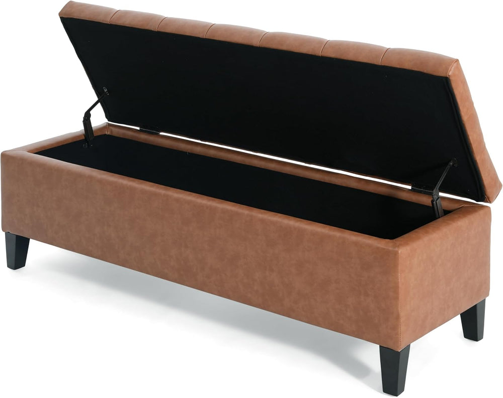 Christopher Knight Home Ottilie PU Leather Storage Ottoman Bench, Wooden Rect...