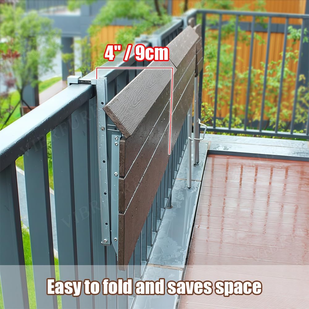 Balcony Railing Table, Folding Deck Table, Adjustable Height Hanging Desk, Ea...