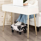 Adeco Small Cow Print Ottoman Foot Stool with Legs, Small Footstool, Fabric Seat with Thick Cushion, for Living Room, Bedroom, Entryway, 335 lb Weight Capacity