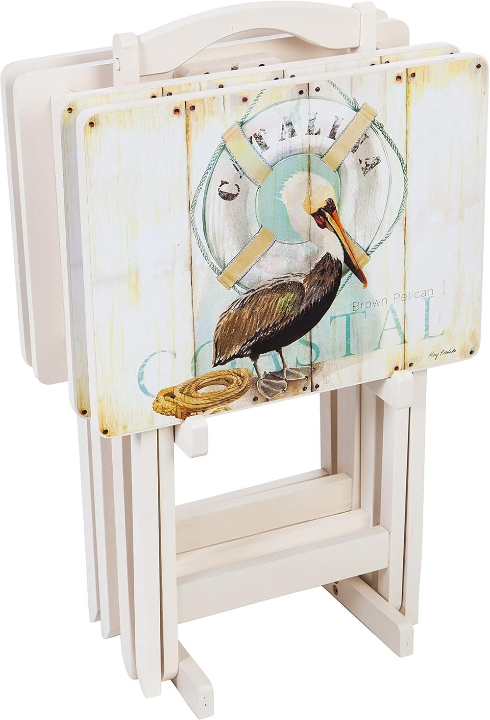 Cape Craftsmen Coastal Bird Folding TV Tray Tables - Shorebird-Themed Design,...