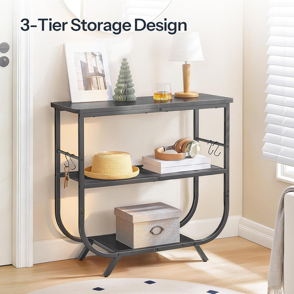 HOOBRO 3 Tier Small Console Table, 31.5" Entryway Table with Storage She...