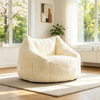 Giant Bean Bag Chair for Adults,Oversized Bean Bag with Filling Plush Fluffy,BeanBag Floor Sofa Chair with with Back Support for Living Room, Bedroom, Reading,Beige