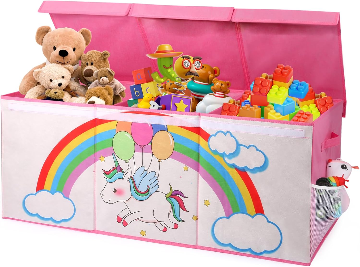 Extra Large Toy Box, Collapsible Storage Organizer with Lids, Sturdy Unicorn Toy Chest for Boys Girls, 40"x14"x16" Kids Storage Bin Box Baskets for Living Room, Playroom, Bedroom, Nursery