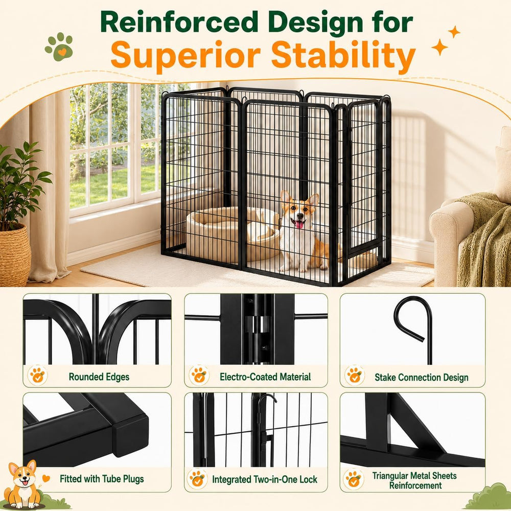 Yaheetech Dog Playpen 47in 6 Panels Pet Fence for Indoor Yard RV Camping
