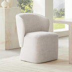 Upholstered Dining Chair with Casters No Assembly Linen DeakChair Wingback Single Sofa for Kitchen Diningroom Bedroom Readingroom,1 PCS,Linen