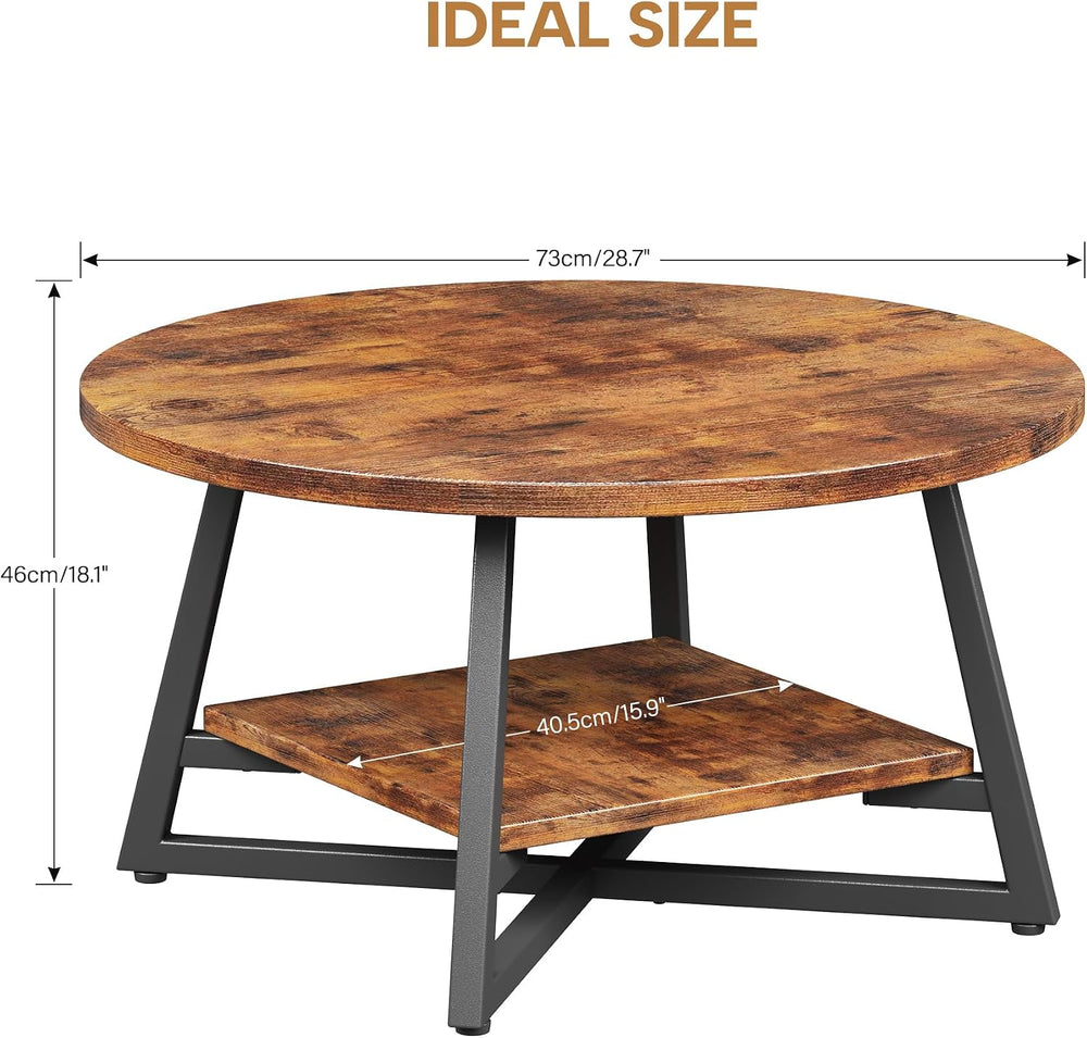 Round Coffee Table, Small Circle Coffee Table with Storage, Modern Wood Round...