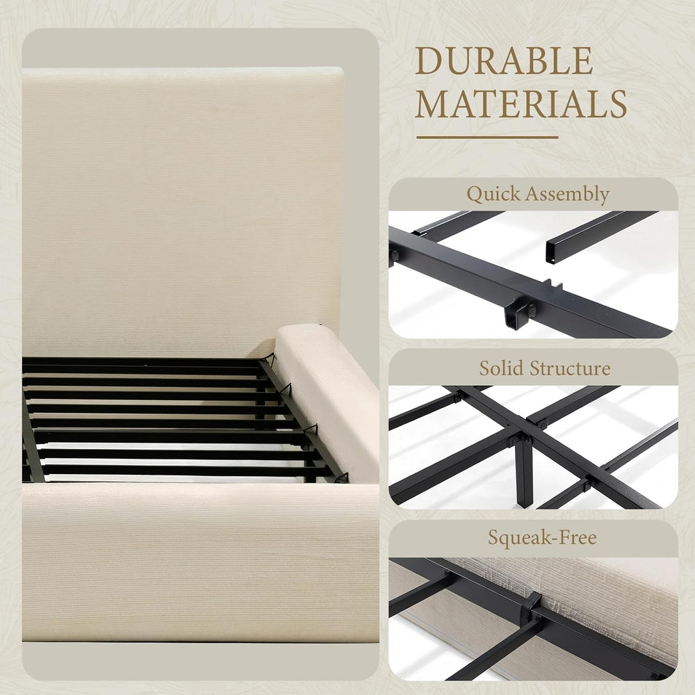 XIAO WEI Queen Cloud Bed Frame, Upholstered Platform Bed Frame with Headboard...