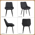 Dining Chair Set of 3, Modern Dining Chairs with Thick Cushions, Faux Leather Upholstered Kitchen Dining Room Chairs with Metal Adjustable Legs for Dining Living Room, Black