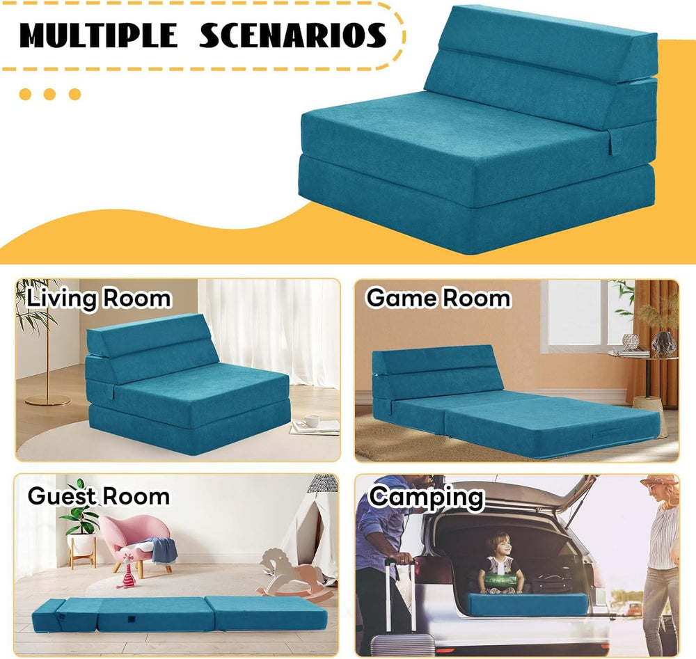 jela Foldable Sofa Bed, Convertible Sleeper Lounge Chair Floor Mattress Floor...