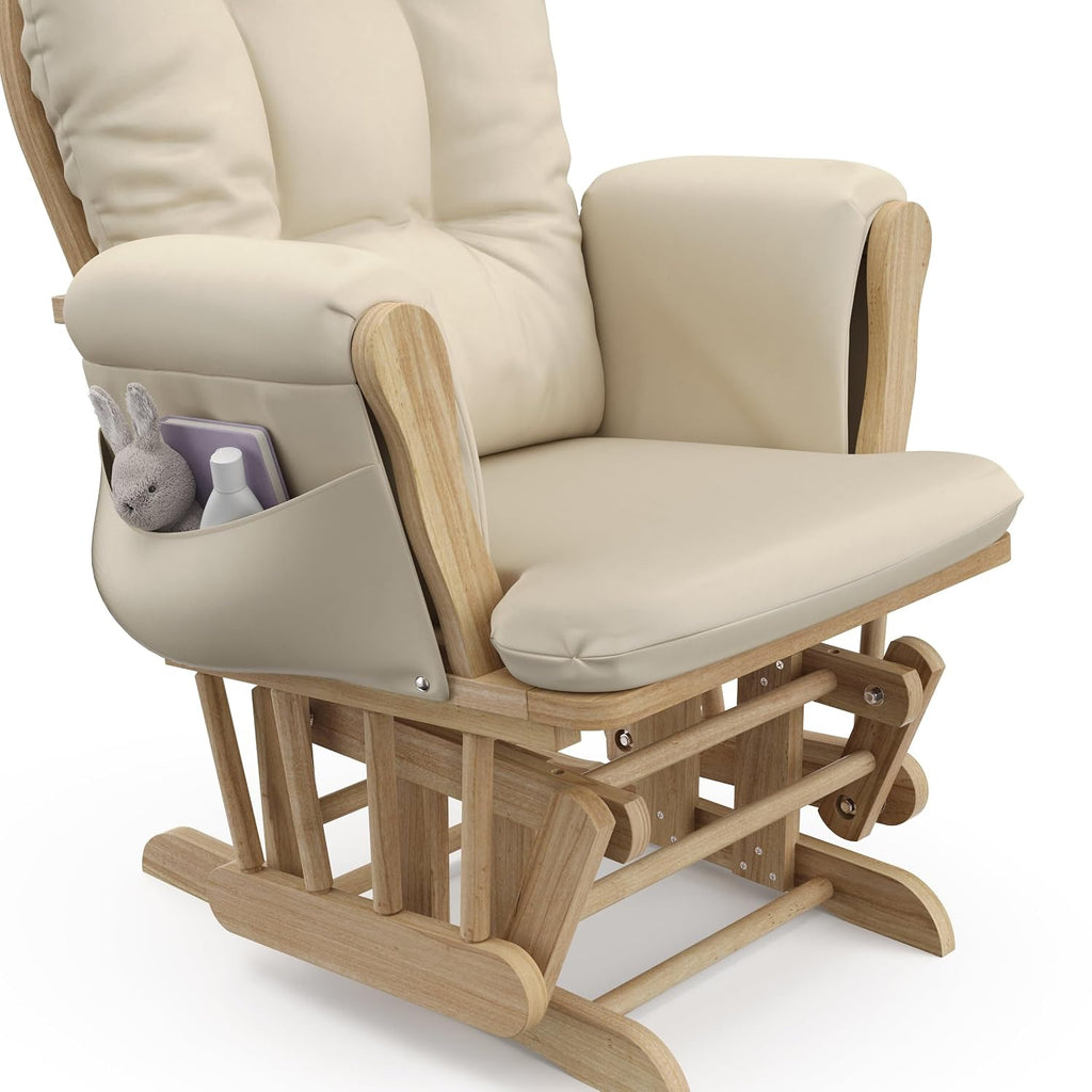 Storkcraft Premium Hoop Glider & Ottoman (Natural/Beige) — GREENGUARD Gold Certified Nursery Glider, Solid Wood Craftsmanship, Smooth-Gliding Nursery Chair and Ottoman, Award-Winning
