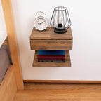 Floating Nightstand Side Accent or End Table with Storage Drawer, Wood Bedside Shelf, Handmade Floating Table, Nightstand Shelf (Vancouver)