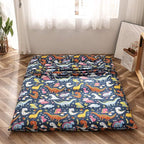 MAXYOYO Japanese Floor Mattress Futon Mattress, 4" Thicken Tatami Mat Sleeping Pad Foldable Roll Up Mat Boys Girls Dormitory Pad Kids Floor Lounger Pillow Bed, Charcoal Grey, Queen Size