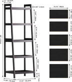 SMIBUY Bamboo Ladder Bookcase, Bathroom Storage Rack Organizer, 4 Tier and 5 Tier Freestanding Plant Display Stand Space Saver Shelves for Bedroom, Kitchen, Balcony (Black, 5 Tiers (50" H))