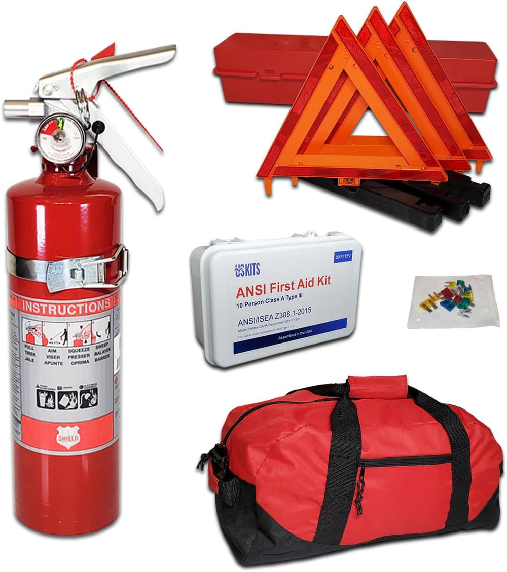 DOT OSHA ANSI Compliant Kit with Shield USA Made 2.5lb 1A10BC Fire Extinguish...