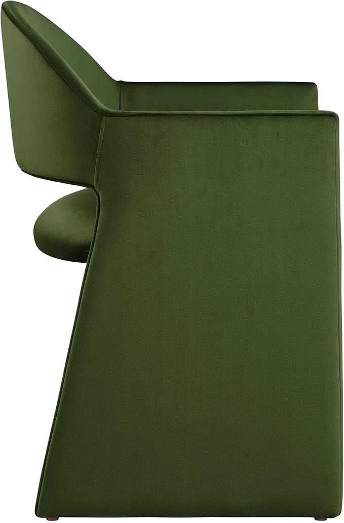 Modway Talia Performance Velvet Dining Armchair in Moss Green - Modern Curved Dining Chair with Open-Back - Stain-Resistant Velvet Barrel Chair - Living Room Accent Chair with Arms