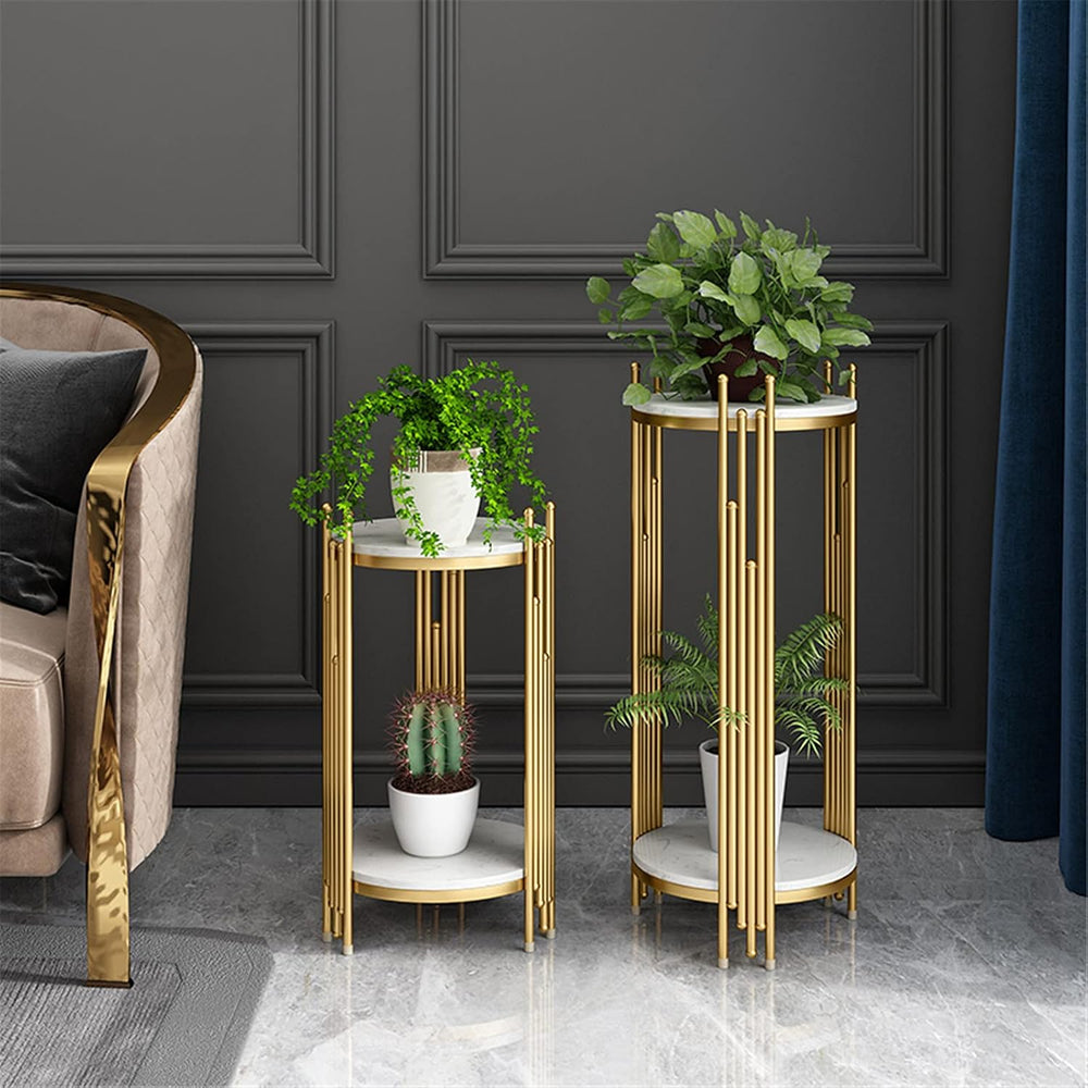 Marble Look -Tier Storage Telephone Table - Tall Slim Plant Stand, Stylish Ro...