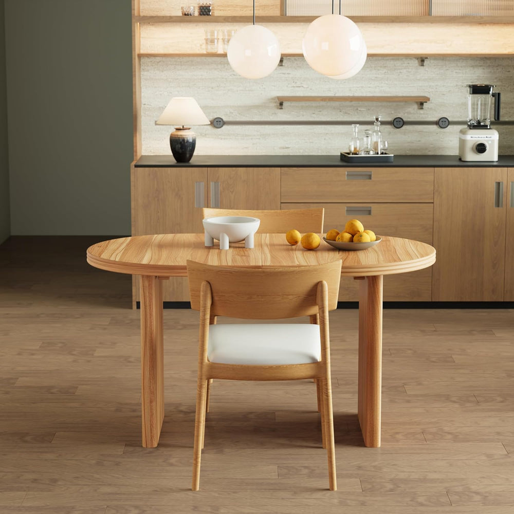 GDFStudio 55.12"-70.87" Farmhouse Extendable Oval Dining Table for ...