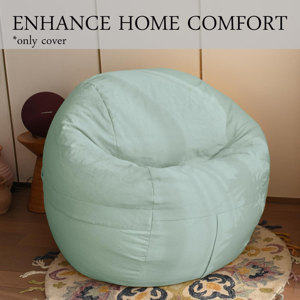 YuppieLife 4FT Replacement Bean Bag Cover, Large Sofa Cover, Light Blue | No Filler, Fill with foam/beans, 300gsm canvas, Sturdy & breathable, Wide opening, Machine washable