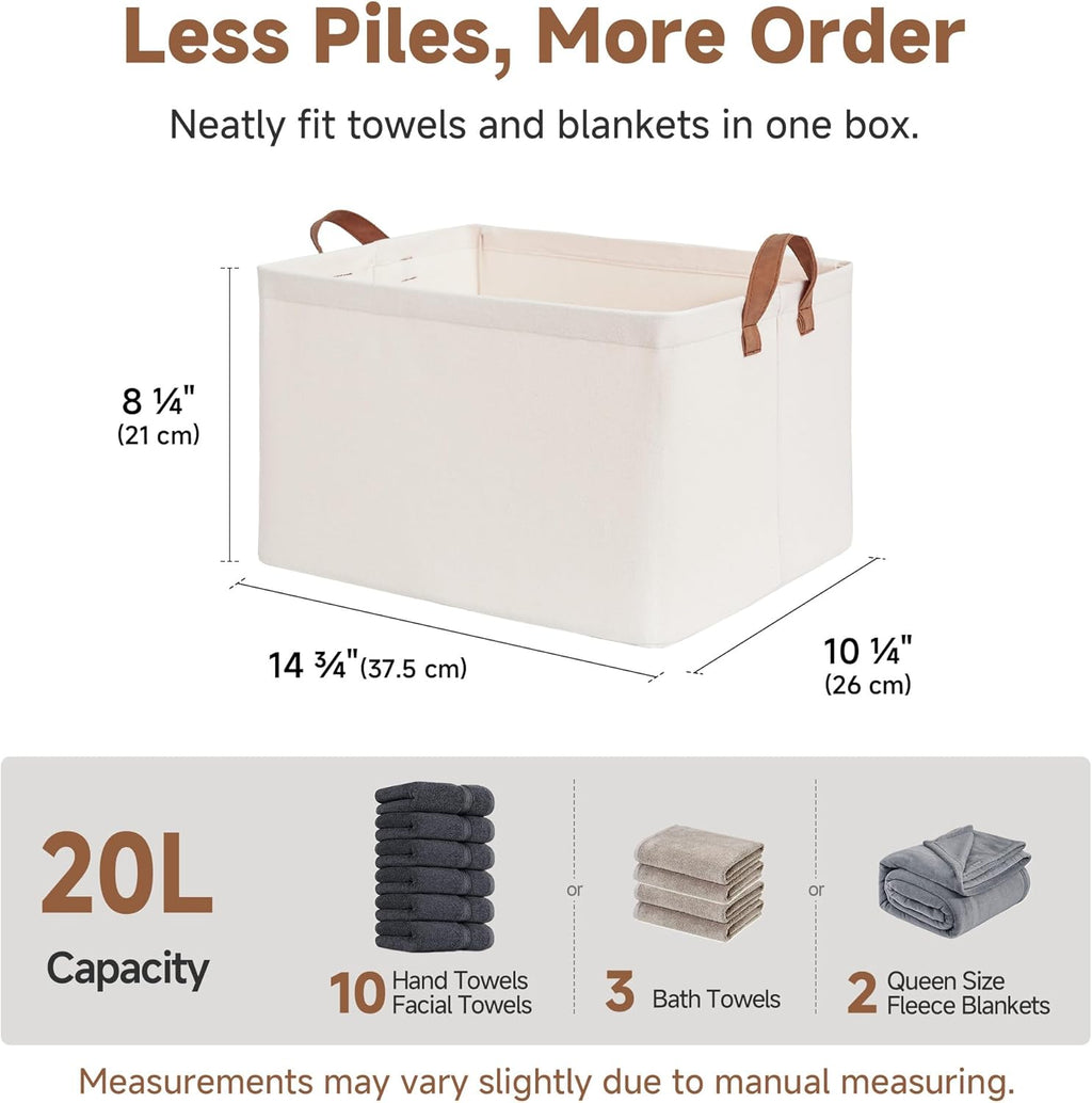 StorageWorks Closet Storage Bins, Storage Baskets for Shelves, Closet Organizers and Storage Bins with Metal Frame, Handles, Natural Color, 2-Pack