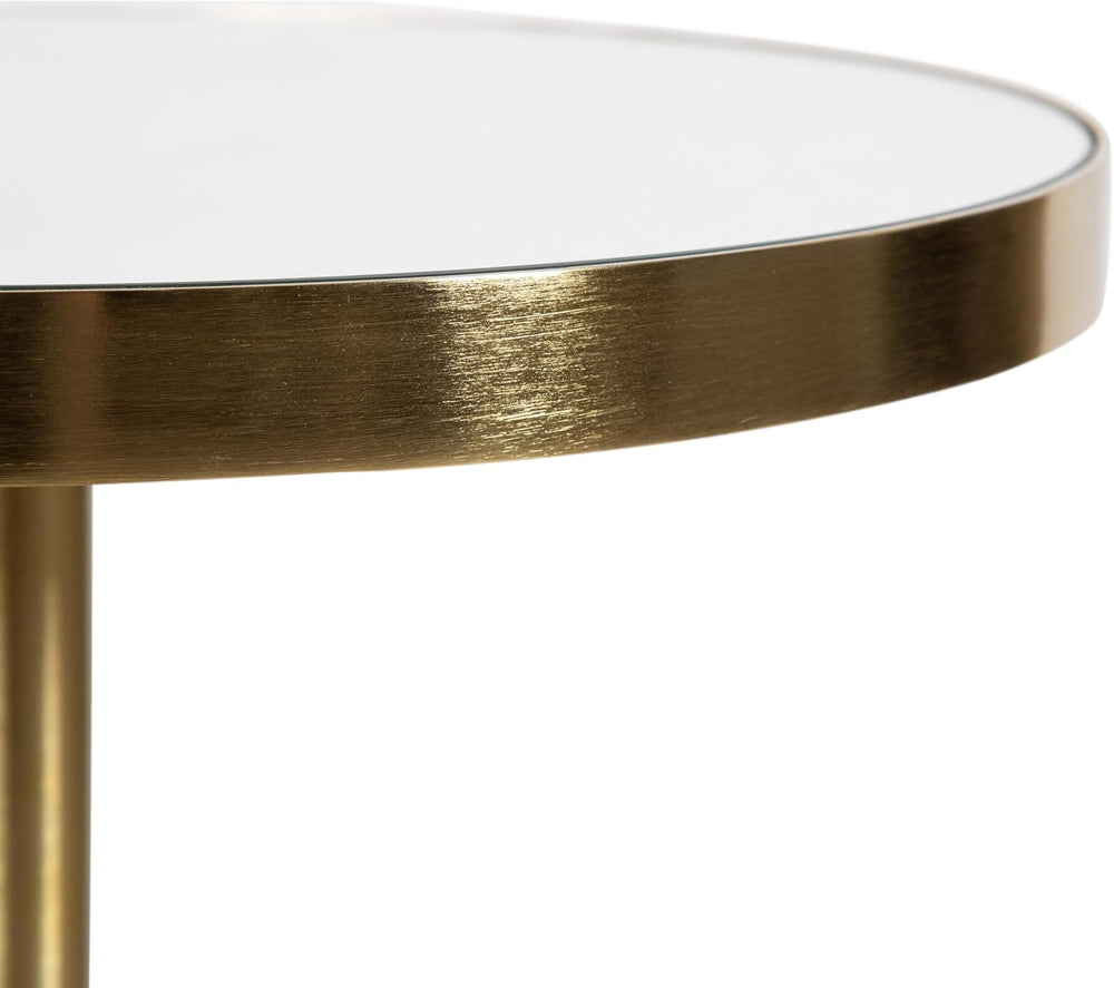 Kate and Laurel Tira Elegant Round Mirrored Side Table, 14 x 14 x 24, Gold, M...