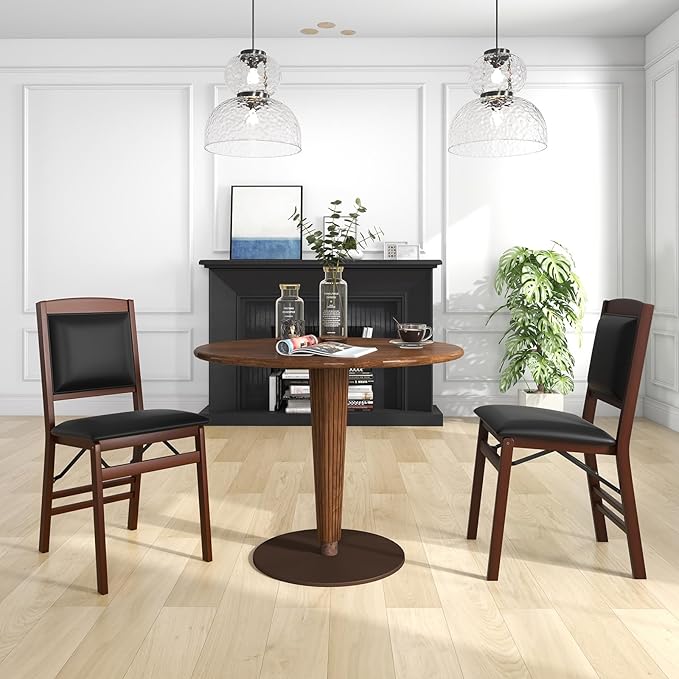 Giantex Folding Dining Chairs Set of 4, Foldable Wood Kitchen Chairs with Pad...