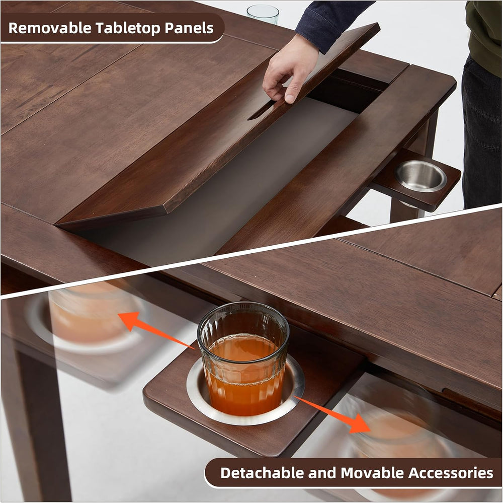 Coperat Solid Wood Board Game Table for 4-6 Players,Dining/Gaming Table w/ 54...