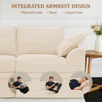 Upgrade Boneless Couch with Storage, Extra Deep&High Seat Modular Sectional Sofa 2 Seater Loveseat Sofa with Ottoman, Tool-Free Assembly Sectional Couches for Living Room Bedroom Apartment