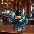 Crab Wine Bottle Holder Countertop Coastal Kitchen Decor Beach Themed | Unique Wine Rack Marine Nautical Kitchen Decor Funny Ocean Centerpieces for Tables Cabinet Beachy Decor Gift for Ocean Lovers