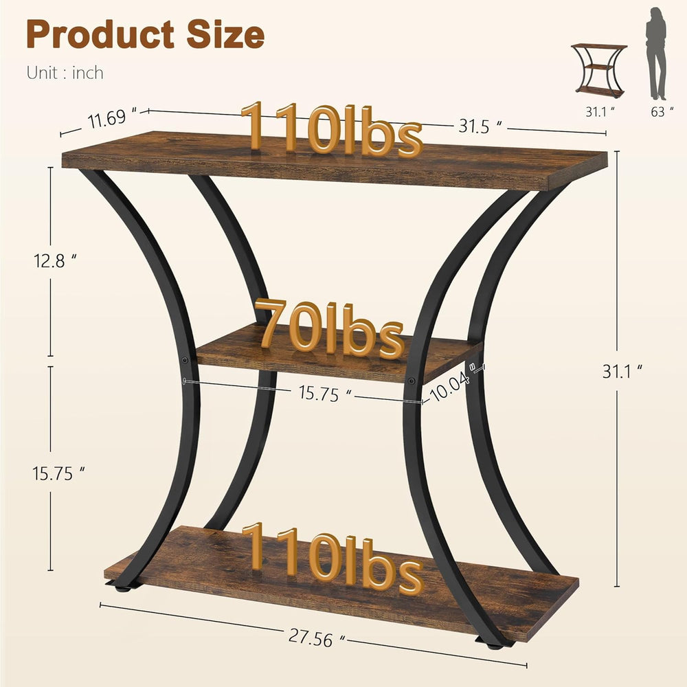 Hoctieon 3 Tier Console Table with Open Wood Shelves, Decorative Entryway Tab...