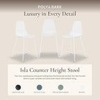 Poly & BARK Isla Bar Stools Set of 3 – Counter Height Bar Stool for Kitchen – Set of Counter Stools – Indoor/Outdoor Barstools – Modern Kitchen Bar Stools - White