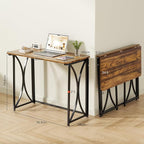 Folding Desk, 31.5" Small Desk for Bedroom, Space Saving Foldable Computer Desk for Home Office, Easy Assembly, Brown