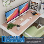 K KNODEL Large Office Leather Desk Mat, Mouse and Keyboard Pad, Computer and Laptop Mat, Desktop Protector and Cover, Writing Pad and Blotter (47.2"x23.6", Pink)