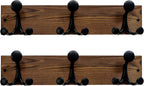 SKOLOO 17-Inch Wood Coat Rack Wall Mount with 3 Triple Hooks - Ideal for Family Entrances, Classrooms, and Pet Supplies Storage - Perfect Coat Hooks for Wall,Charred Golden Brown, Pack of 2