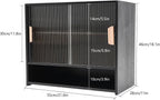 Small Countertop Kitchen Pantry, 3 Tiers Bamboo Pantry Sideboard with 2 Sliding Doors, Freestanding Kitchen Storage Cabinet Utility Dining Cupboard for Spice Dish Bowl Seasoning Bottle (Black)