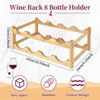 2 Pack Wine Racks, 2-Tire Bamboo Wine Rack, Wine Rack for Inside Cabinet 16 Bottles Wine Storage Holder Liquor Bottle Display Shelf Suitable for Bar,Home,Kitchen,Cellar Basement,Restaurant